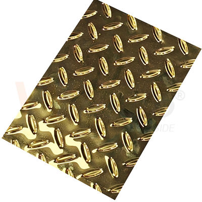Qualité  Rice Grain Diamond Embossed Stainless Steel Sheet Anti Skid Plate With Titanium Gold Color usine