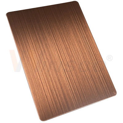 la main décorative de feuille d'acier inoxydable de 1500mmx3000mm a noirci le bronze rouge balayé