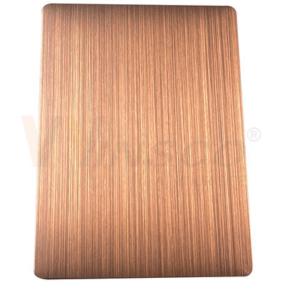 la main décorative de feuille d'acier inoxydable de 1500mmx3000mm a noirci le bronze rouge balayé
