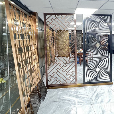 Golde titanique a balayé l'acier inoxydable Art Panels de mur d'écran de salle à manger 1250mm