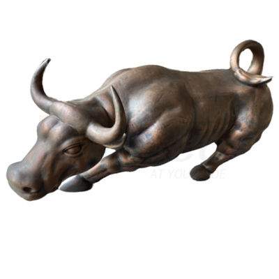 Sculpture en bronze antique en forme de vache pliant la fabrication faite sur commande d'acier inoxydable