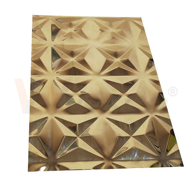 Le miroir titanique ornemental de l'or 5x10 a gravé la feuille en refief de finition d'acier inoxydable