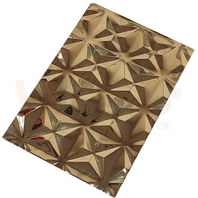 Le miroir titanique ornemental de l'or 5x10 a gravé la feuille en refief de finition d'acier inoxydable