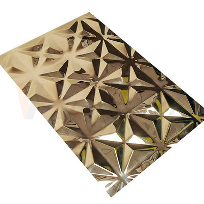 Le miroir titanique ornemental de l'or 5x10 a gravé la feuille en refief de finition d'acier inoxydable