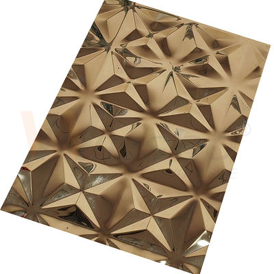 Le miroir titanique ornemental de l'or 5x10 a gravé la feuille en refief de finition d'acier inoxydable
