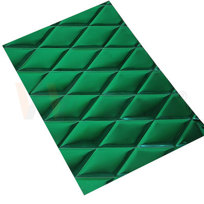 1mm a gravé la feuille en refief Jade Green PVD d'acier inoxydable enduisant la petite forme de losange
