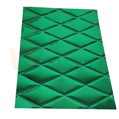 1mm a gravé la feuille en refief Jade Green PVD d'acier inoxydable enduisant la petite forme de losange