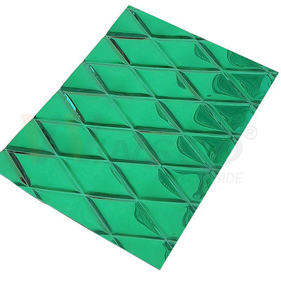 1mm a gravé la feuille en refief Jade Green PVD d'acier inoxydable enduisant la petite forme de losange