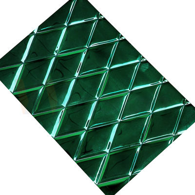 1mm a gravé la feuille en refief Jade Green PVD d'acier inoxydable enduisant la petite forme de losange