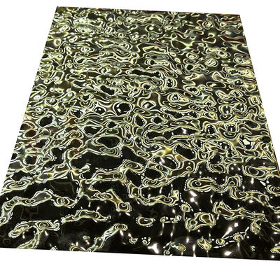 L'or titanique de l'ondulation 8K de l'eau de feuille de relief par taille moyenne d'acier inoxydable a reflété