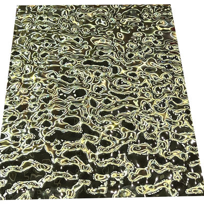 L'or titanique de l'ondulation 8K de l'eau de feuille de relief par taille moyenne d'acier inoxydable a reflété