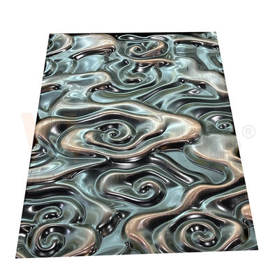 Solides solubles 201 304 316 ont gravé le miroir en refief en bronze de couleur d'ondulation de grande taille de l'eau de feuille d'acier inoxydable