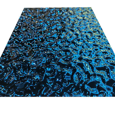 Sapphire Blue Color a gravé la plaque d'acier en refief inoxydable avec la surface d'ondulation de l'eau