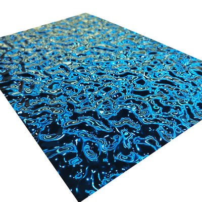 Sapphire Blue Color a gravé la plaque d'acier en refief inoxydable avec la surface d'ondulation de l'eau