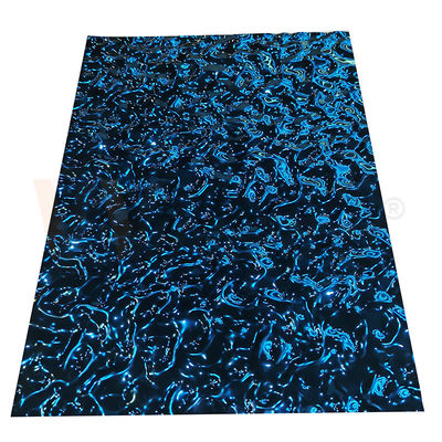 Sapphire Blue Color a gravé la plaque d'acier en refief inoxydable avec la surface d'ondulation de l'eau