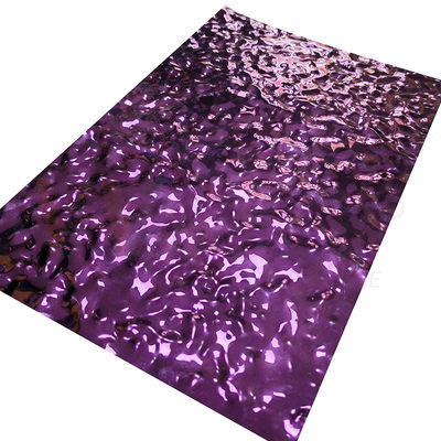 La couleur pourpre a gravé plats en refief de route de dérapage d'ondulation de petite taille de l'eau de feuille d'acier inoxydable d'anti