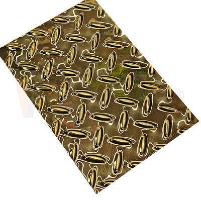 Plat de dérapage de Diamond Embossed Stainless Steel Sheet de grain de riz anti avec la couleur titanique d'or