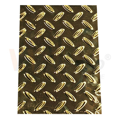 Plat de dérapage de Diamond Embossed Stainless Steel Sheet de grain de riz anti avec la couleur titanique d'or