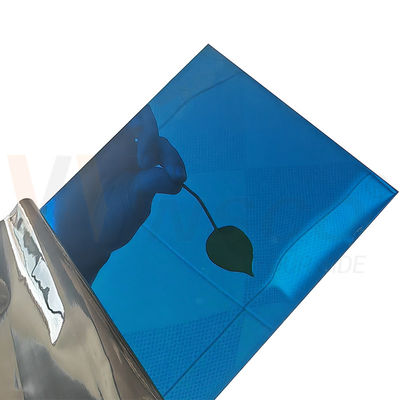 Personnaliser Épaisseur Plaque décorative en acier inoxydable AISI 304 SS Plaque métallique miroir Finition bleue revêtue