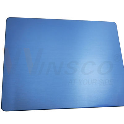 SS 201 Ligne de cheveux laminée à froid Plaque métallique inoxydable de 4' x 8' de satin bleu SS n° 4