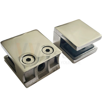 SS 304 316 Satin Mirror Flat Round Bottom Handrail Fittings 45mmx45mmx25mm Carré étui en verre en acier inoxydable