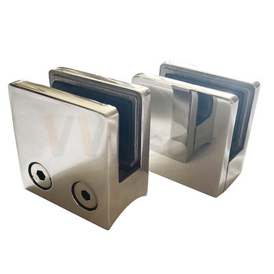 SS 304 316 Satin Mirror Flat Round Bottom Handrail Fittings 45mmx45mmx25mm Carré étui en verre en acier inoxydable