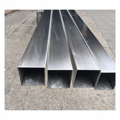 Tuyau carré en acier inoxydable brossé en satin de 50x50 mm 201 304 316, épaisseur de paroi de 1,2 à 3,5 mm