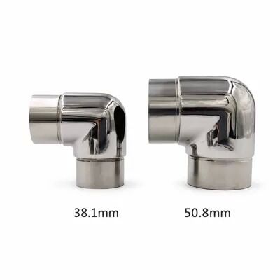 Coude de main courante court à 90° en acier inoxydable SS201, SS304 et SS316 pour tubes ronds de 25,4–50,8 mm