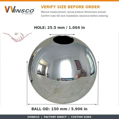Balle décorative double trou en acier inoxydable poli avec diamètre de trou personnalisable en grades 201/304/316