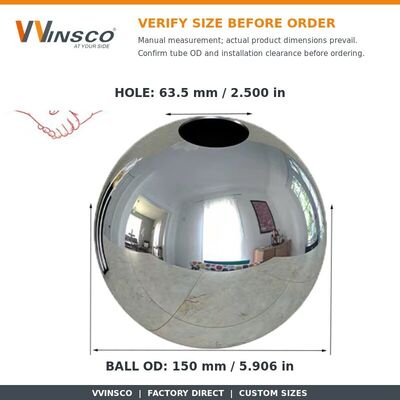 Balle décorative double trou en acier inoxydable poli avec diamètre de trou personnalisable en grades 201/304/316